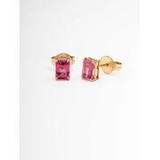 Brinco Solitário Turmalina Rosa 