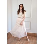Saia Tule Plissada -Creme