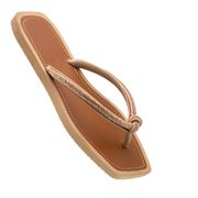 Chinelo Rasteira Feminina com Strass Delicada Nude