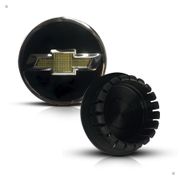 Kit 4 Calotinhas Miolo Centro Roda GM Cruze/Sonic/Tracker Preto com Emblema Dourado