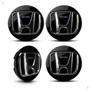 Kit 10 Jogos Centro de Roda Honda New Civic HR-V CR-V Accord – Preto com Logo Cromado – Encaixe Perfeito + Visual Original