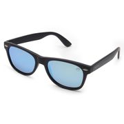 Óculos Solar Pescaria Polarizado Lente Espelhada Resistente Flexível Proteção UV +400 - Preto/Preto/Azul