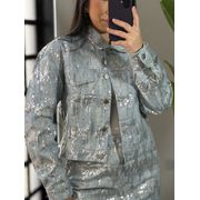 jaqueta jeans paete Lua 3265 - azul claro