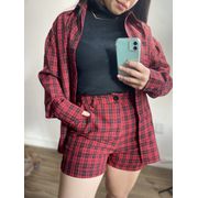 Shorts xadrez Vanessa 33590- Vermelho