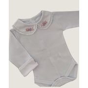 Body Paris com Bordados Rosa, Lavanda e Rosa Clarinho