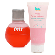 KIT INTT MORANGO - Gel Beijável Efeito Quente + Lubrificante Íntimo Efeito Vibração