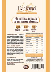 Pão Integral de Pasta de Amendoim e Tâmaras Zero Glúten/Zero Leite Lívia Roncari