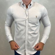 Camisa Manga Longa PRL Cinza... - Dropa Já