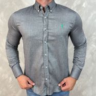 Camisa Manga Longa PRL Cinza... - Dropa Já