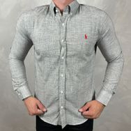 Camisa Manga Longa Linho PRL... - Dropa Já