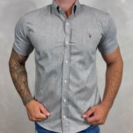 Camisa Manga Curta PRL Cinza... - Dropa Já