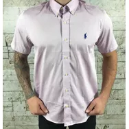 Camisa Manga Curta PRL Lilás... - Dropa Já