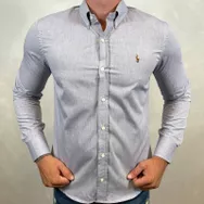 Camisa Manga Longa PRL Cinza... - Dropa Já