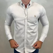 Camisa Manga Longa PRL Cinza... - Dropa Já
