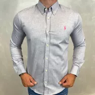 Camisa Manga Longa PRL Cinza... - Dropa Já