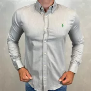 Camisa Manga Longa PRL Cinza... - Dropa Já