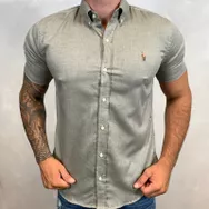 Camisa Manga Curta PRL Cinza... - Dropa Já
