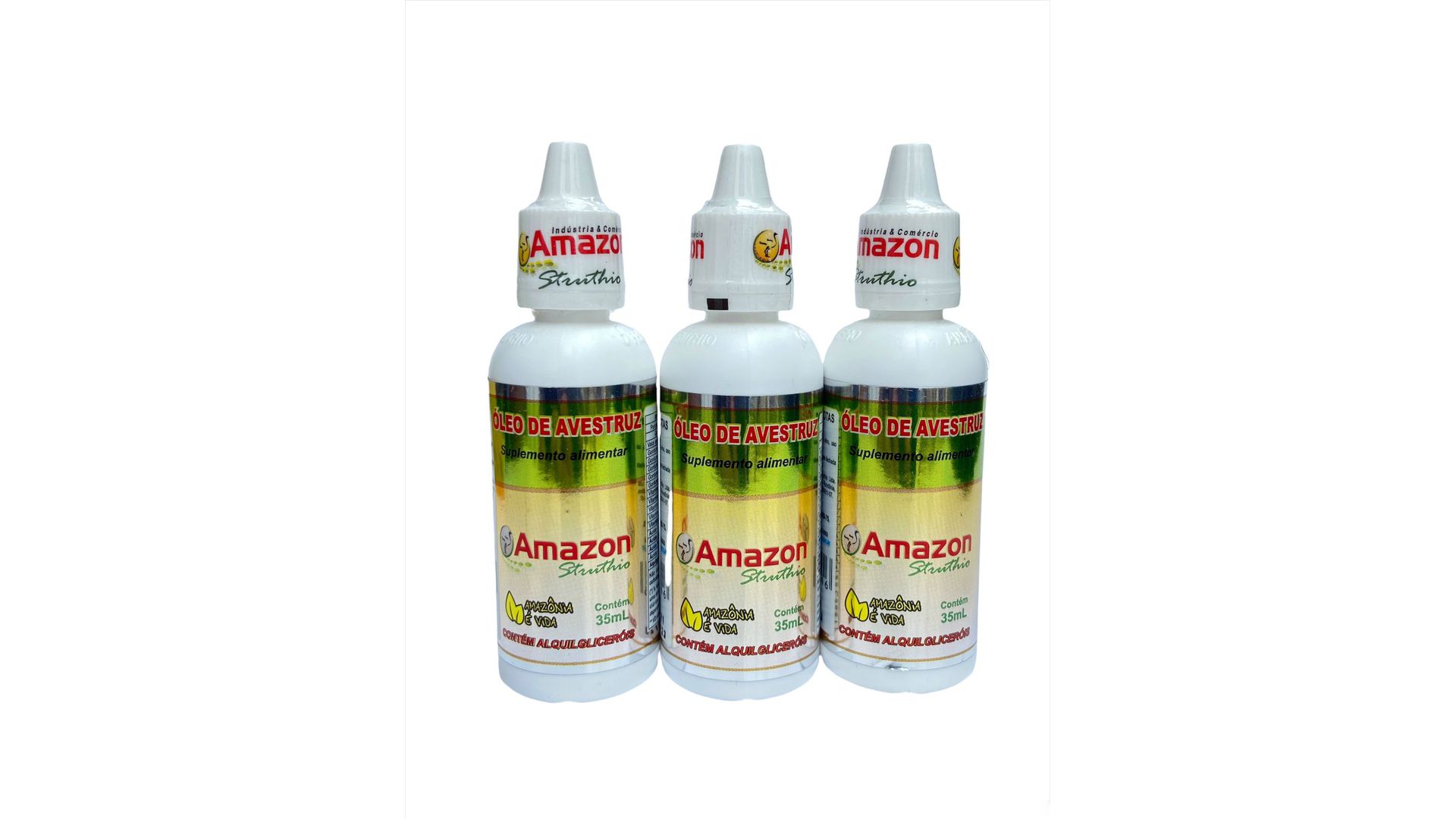 Kit com 3 óleos De Avestruz Amazon Struthio Original - Suplemento Alimentar Com ômegas 3,6,7 E 9
