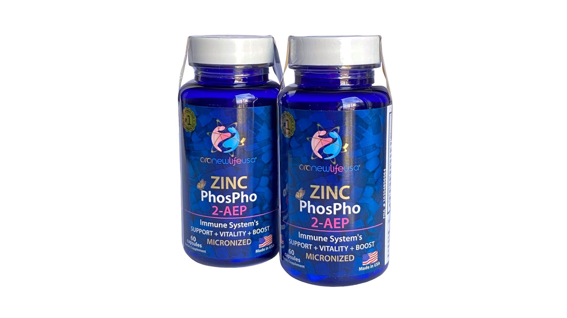 2 Frascos de Zinc Phospho 2- Aep OroNewLife - Suplemento Alimentar de minerais e vitaminas