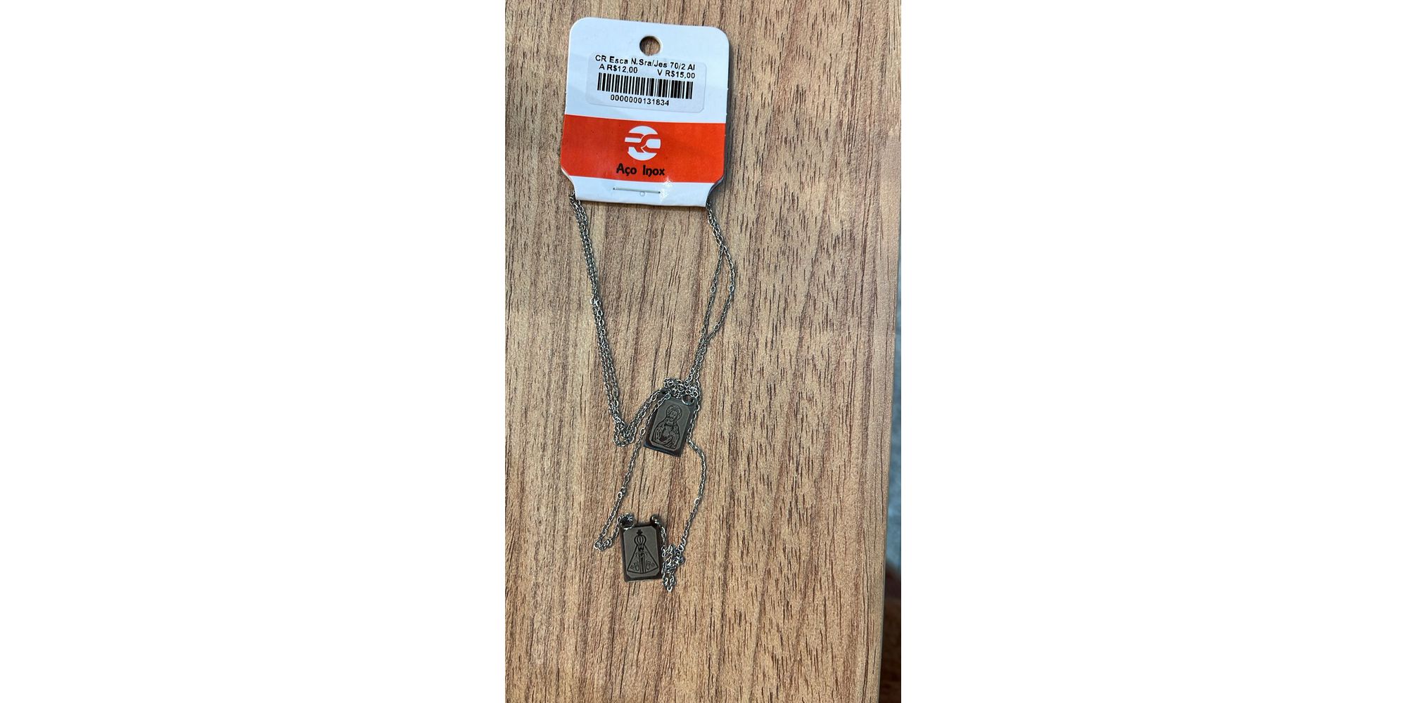 Corrente Escapulário Nossa Senhora Jesus Aço Inoxidável
