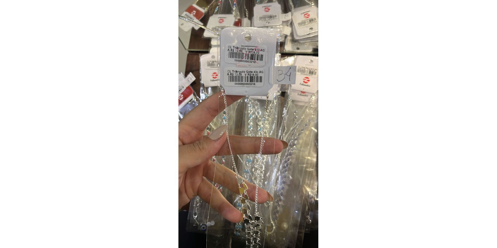 Colar Triângulo Gota Banhado A Prata 925 