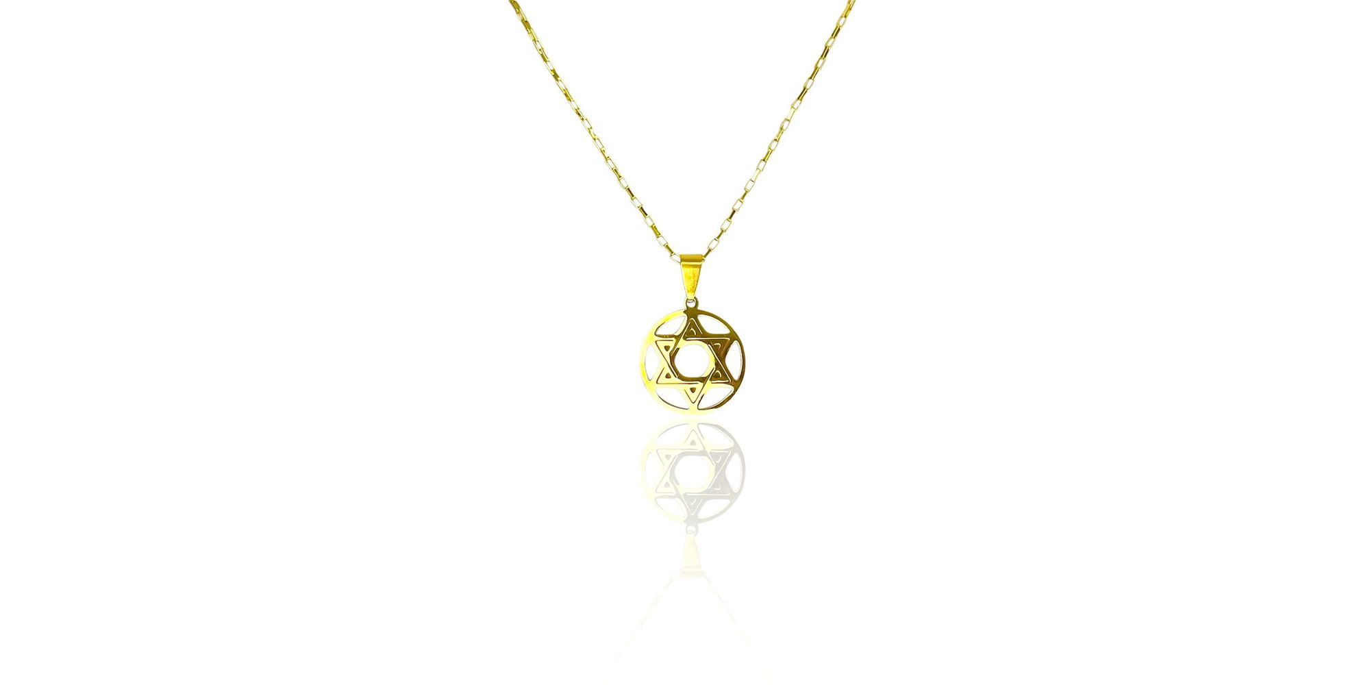 Pingente Estrela Davi 23x20 Aço Dourado 
