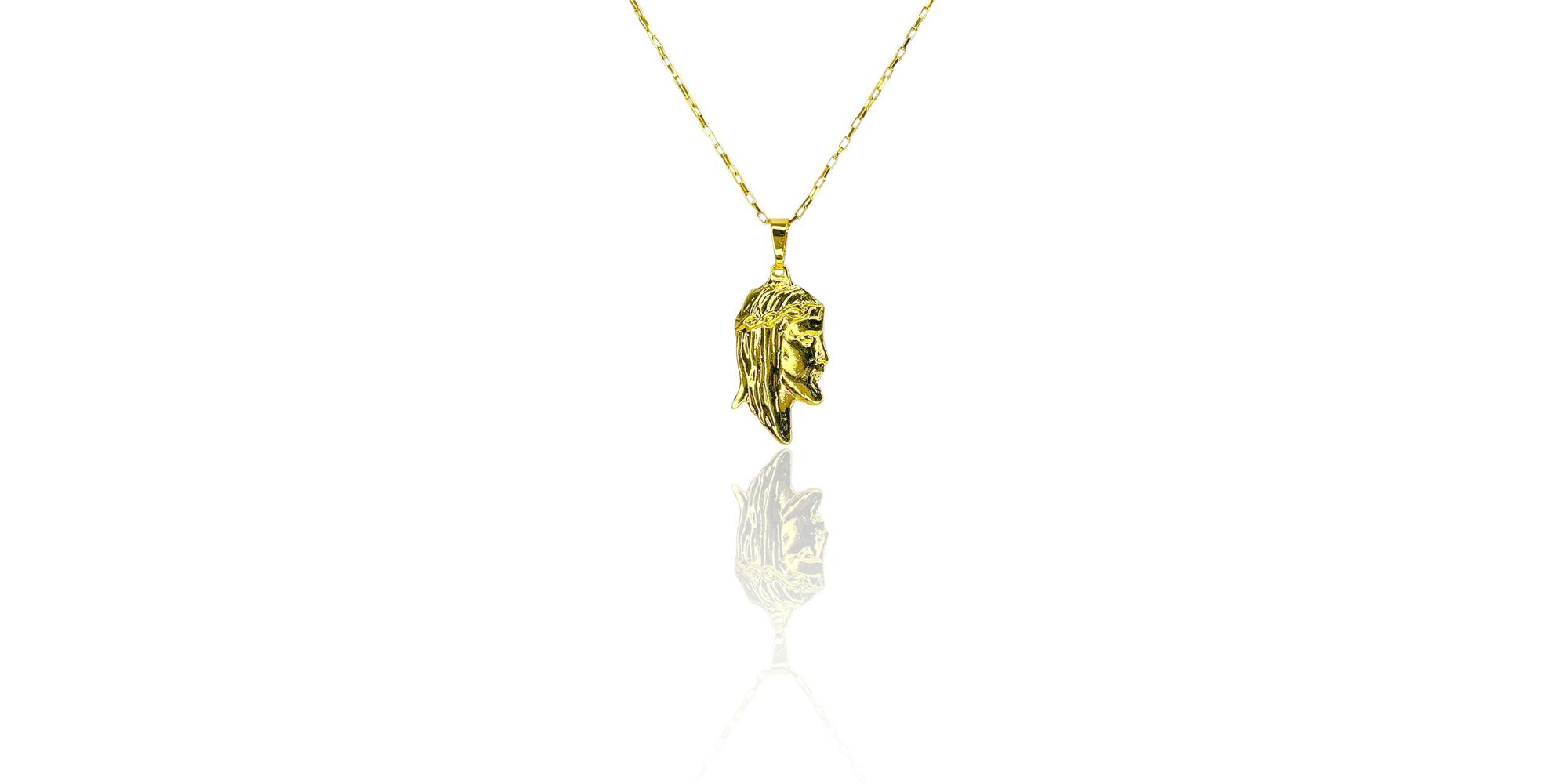 Pingente Zamac Face Cristo 20x45 Banhado A Ouro 18... - RC JOIAS BY RUDI