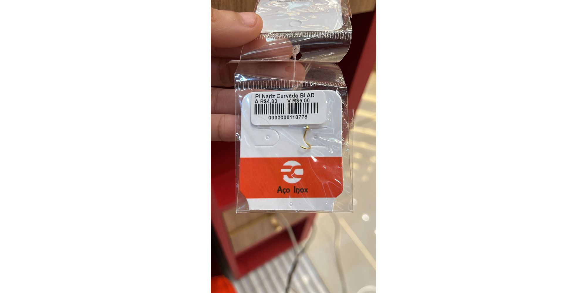 Piercing Nariz Curvado Bola Aço Dourado 