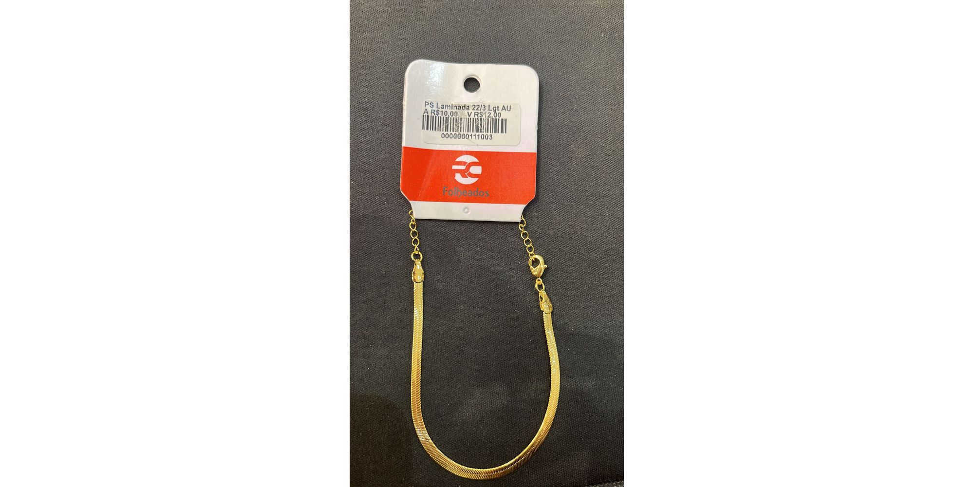 Pulseira Laminada 22/3 Banhado A Ouro 18K