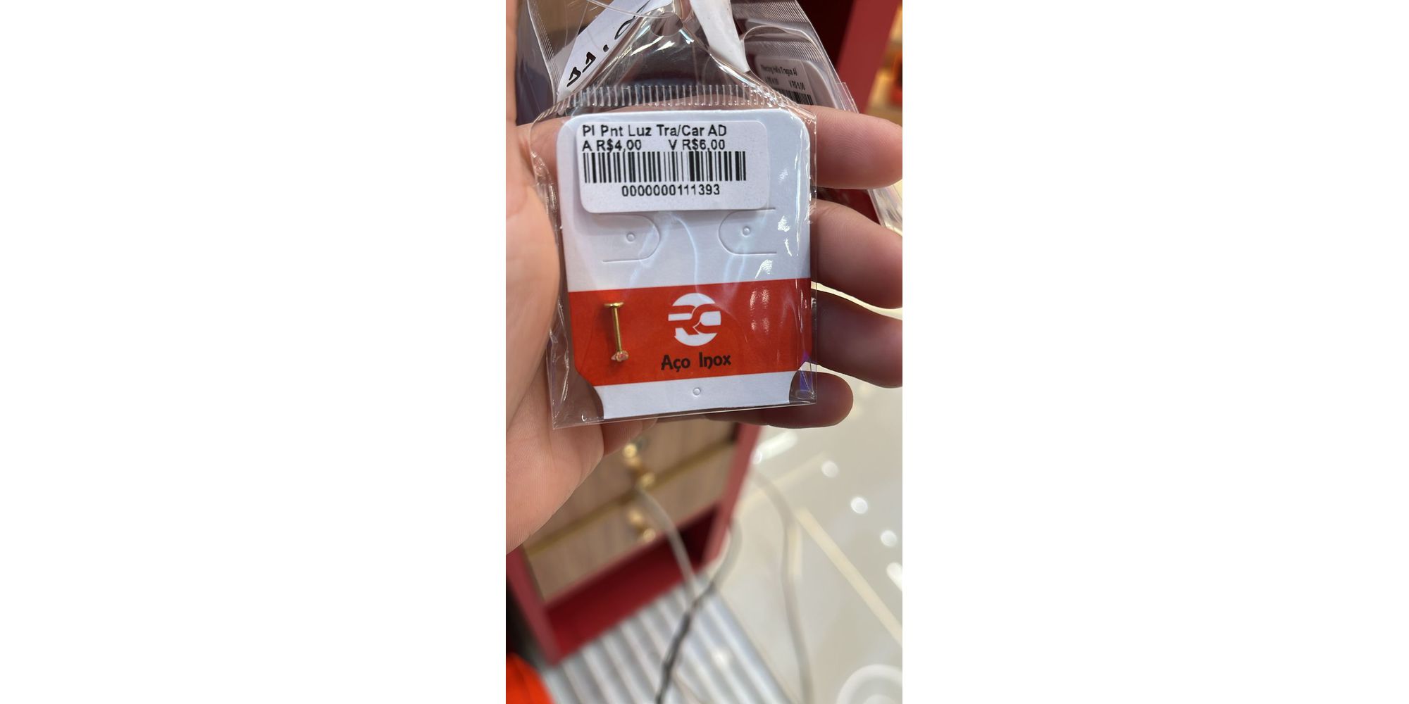 Piercing Ponto De Luz Trava Aço Dourado