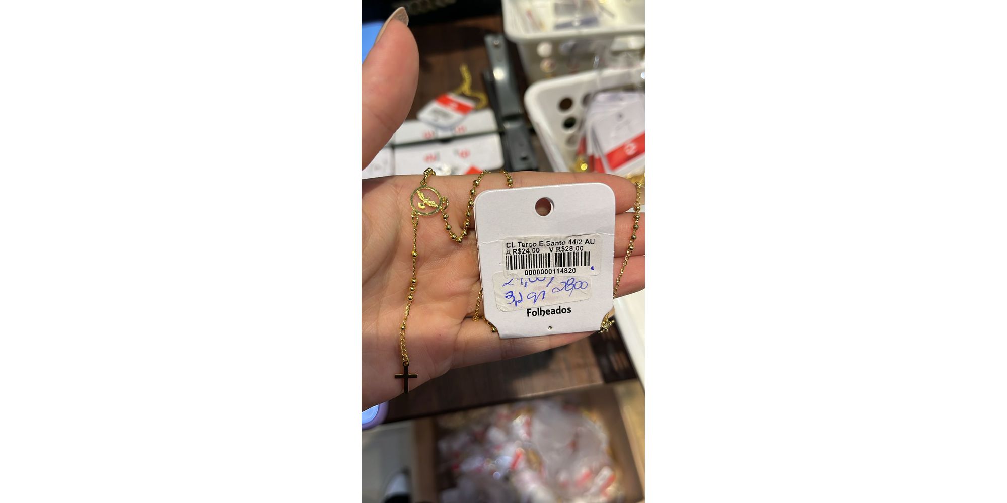 Colar Terço Espírito Santo Banhado A Ouro 18K
