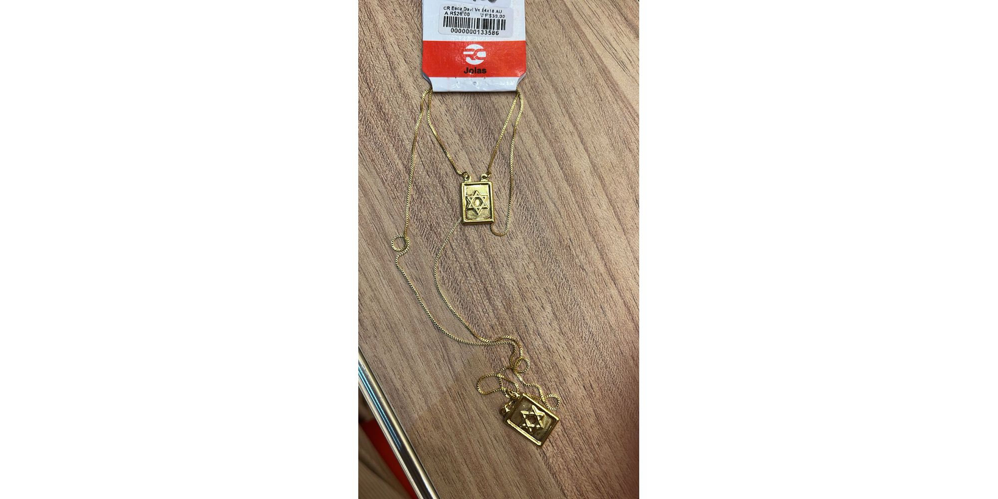 Corrente Escapulário Davi Veneziana 14x18 Banhado A Ouro 18K
