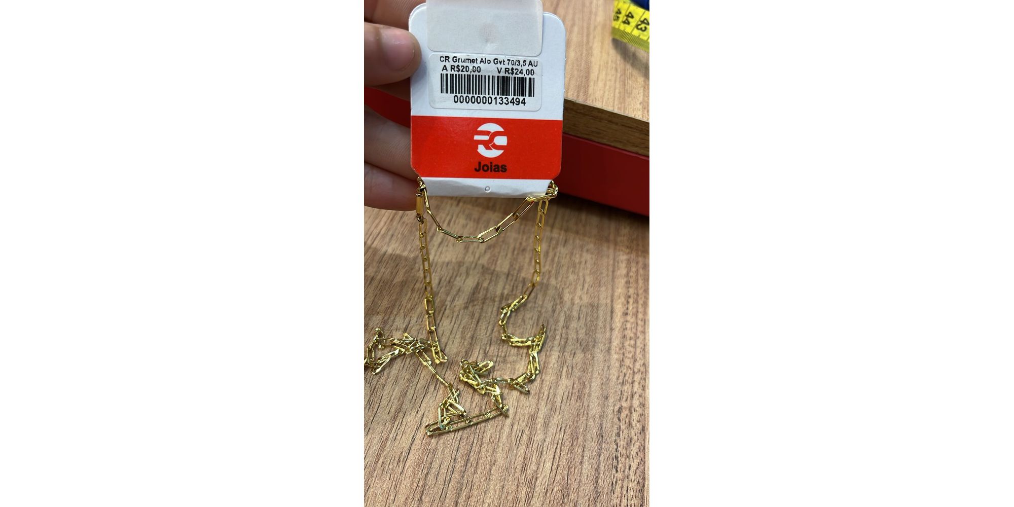 Corrente Grumet Alongada Fecho Gaveta Banhado A Ouro 18K