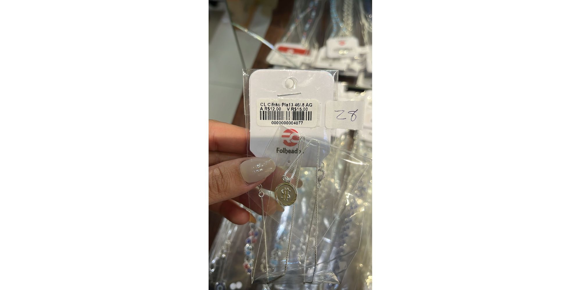 Colar Cifrão Placa 13 Banhado A Prata 925
