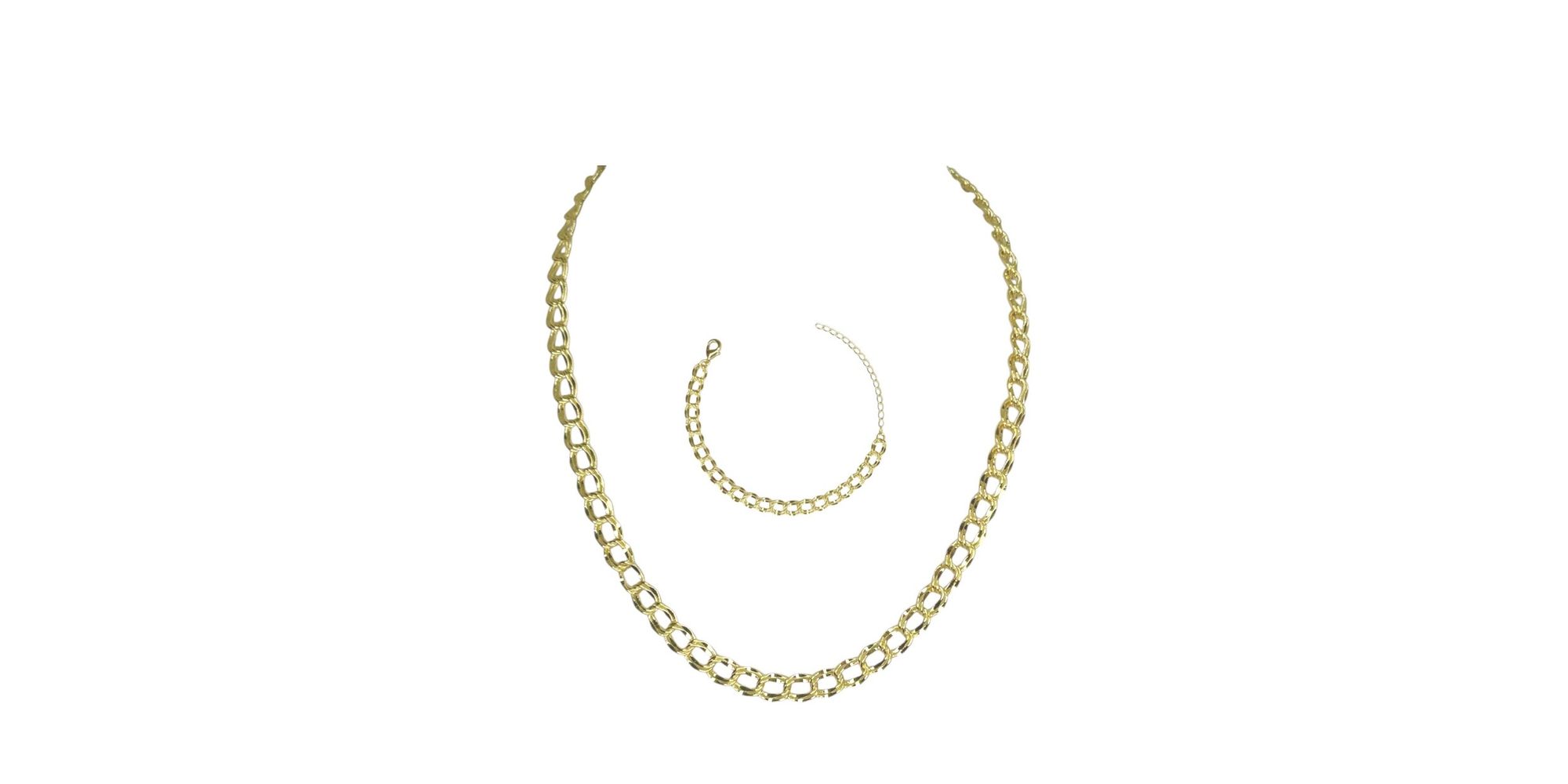 Conjunto Grumet Dois Elo Banhado A Ouro 18K