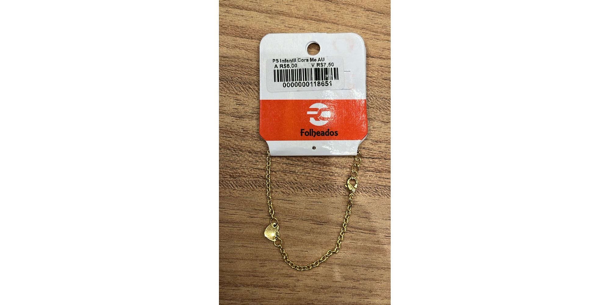 Pulseira Infanti Coração Meio Banhado a Ouro 18K -... - RC JOIAS BY RUDI