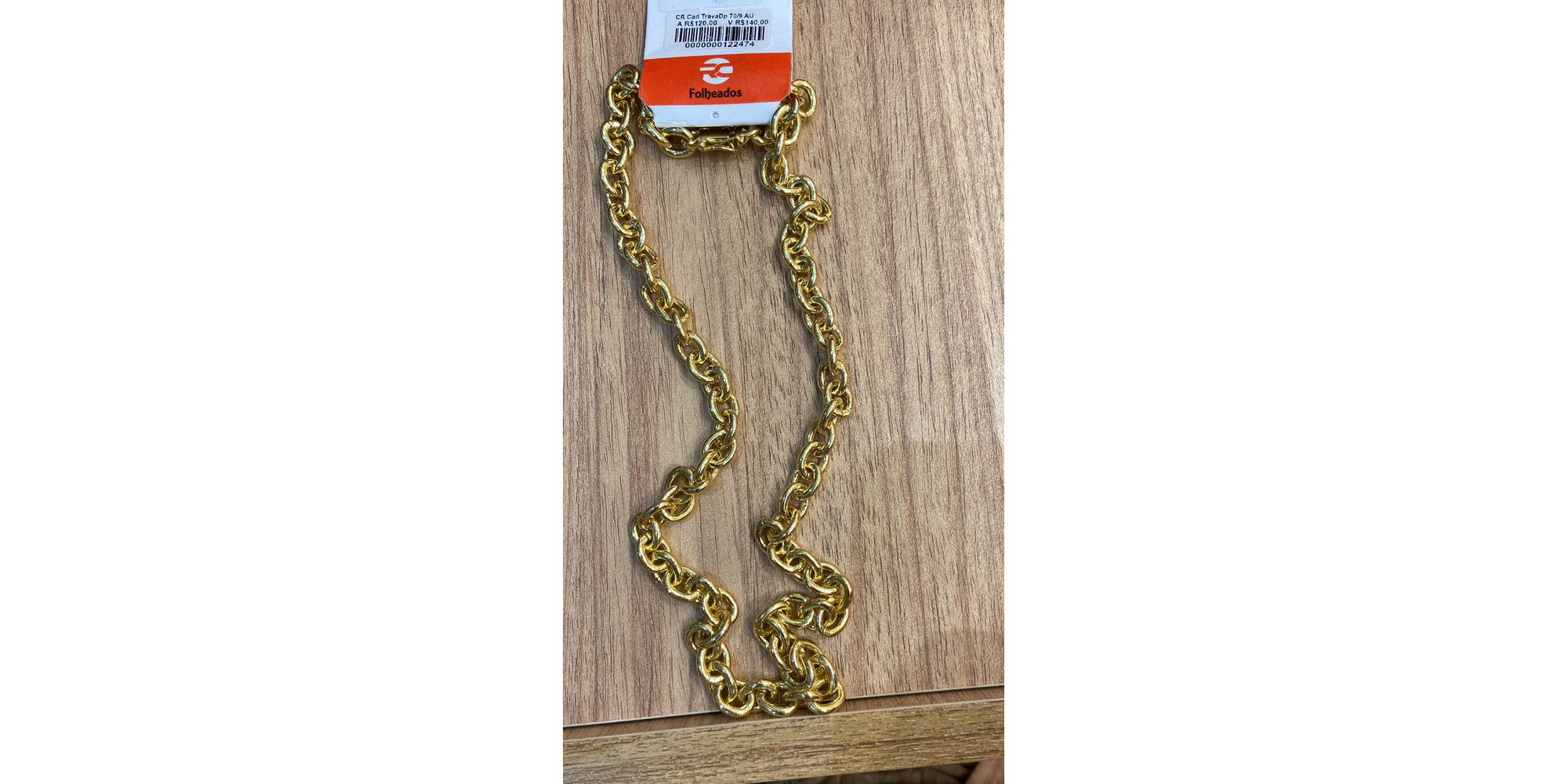 Corrente Cadeado Fecho Gaveta Trava Dupla Banhado A Ouro 18K