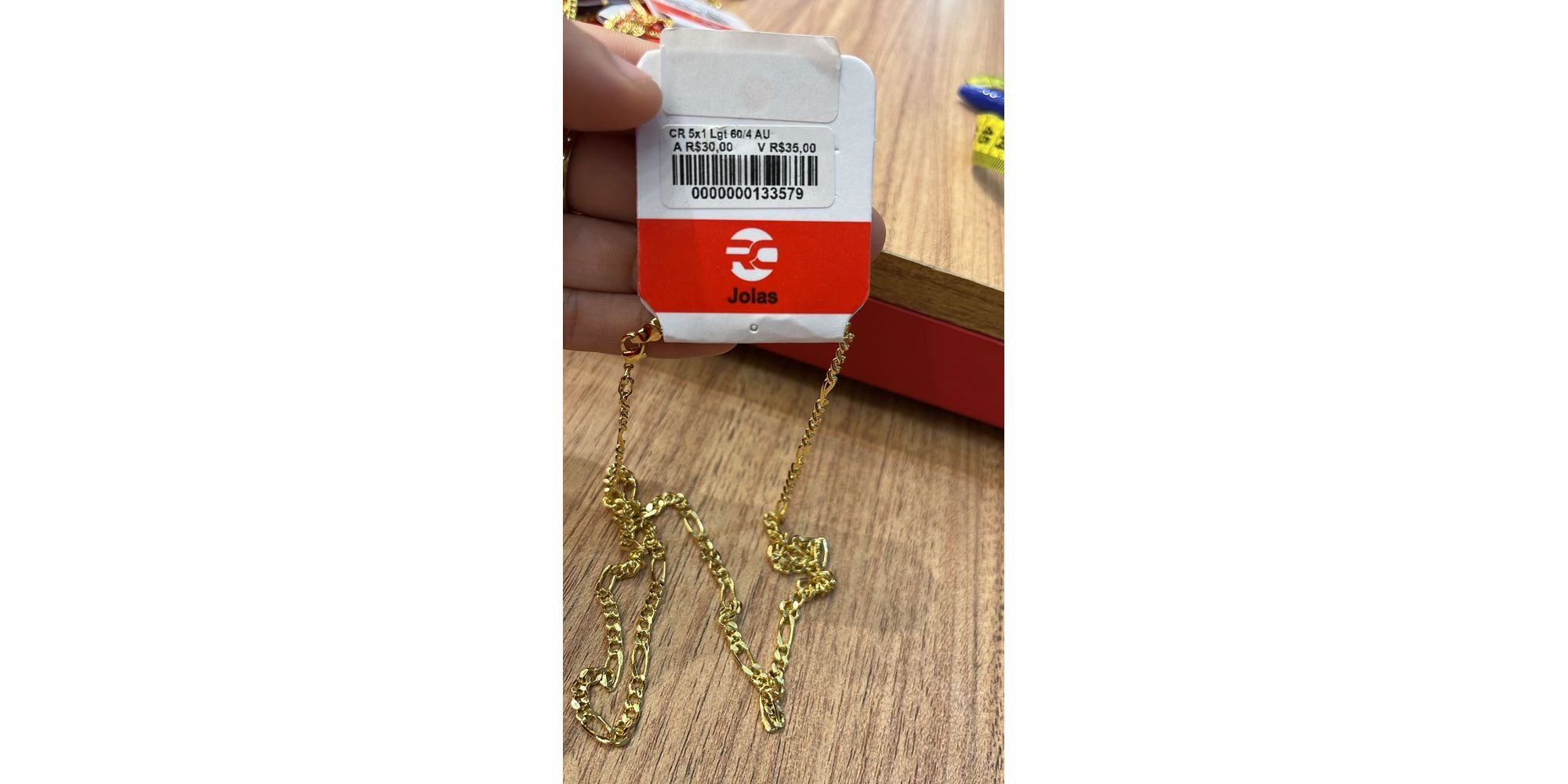 Corrente 5x1 Fecho Lagosta Banhado A Ouro 18K