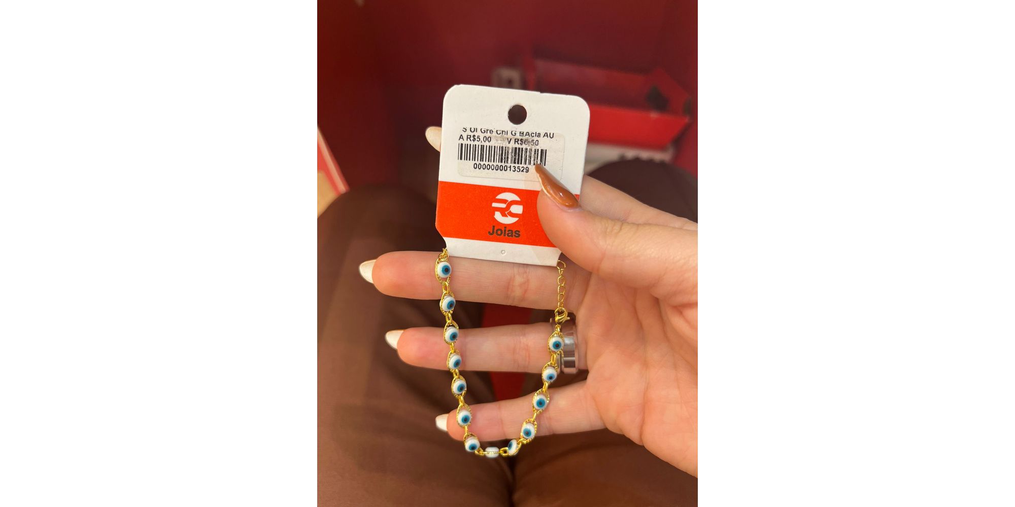 Pulseira Olho Grego Branco Azul Claro Banhado A Ouro 18k