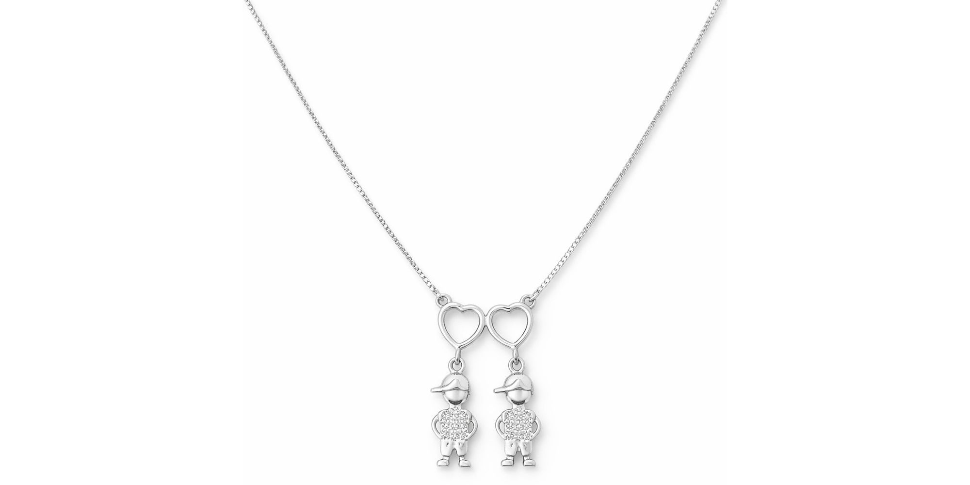 Colar Menino Menino Cravejado Banhado a Prata 925