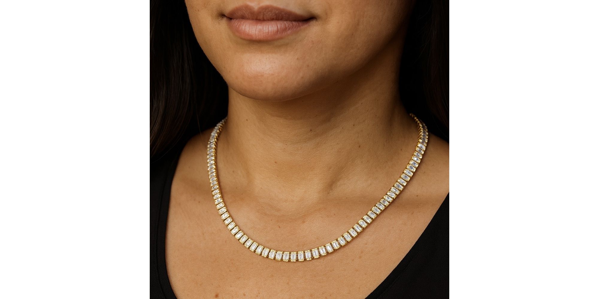 Colar Riviera Zircônia Banhado A Ouro 18K