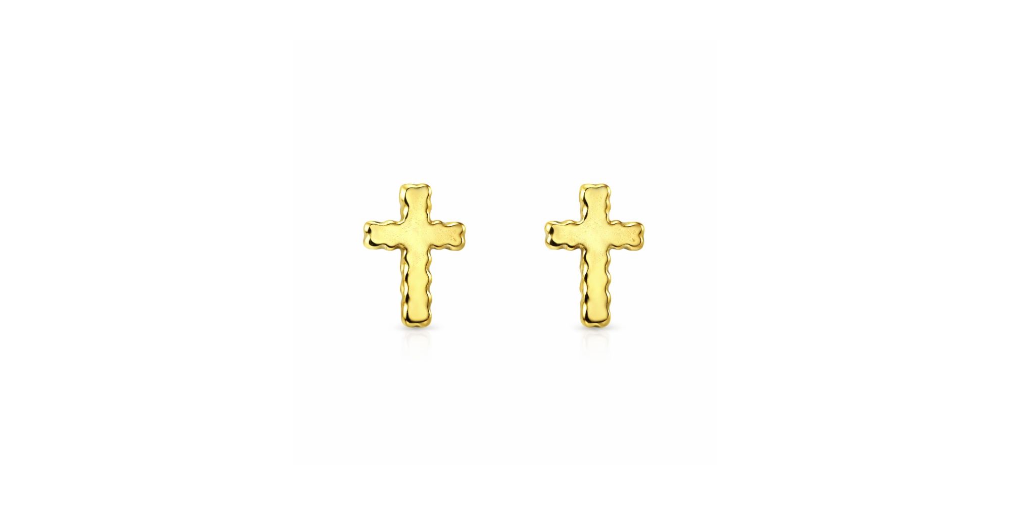 Brinco Cruz Mini Banhado a Ouro 18K