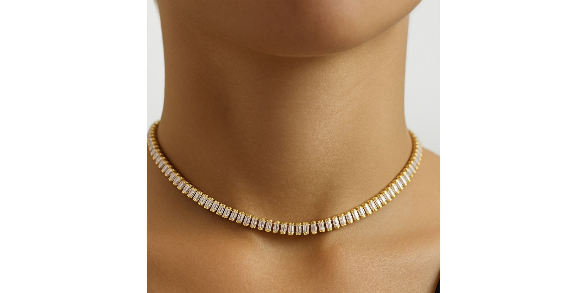 Colar Riviera Zircônia Banhado A Ouro 18K