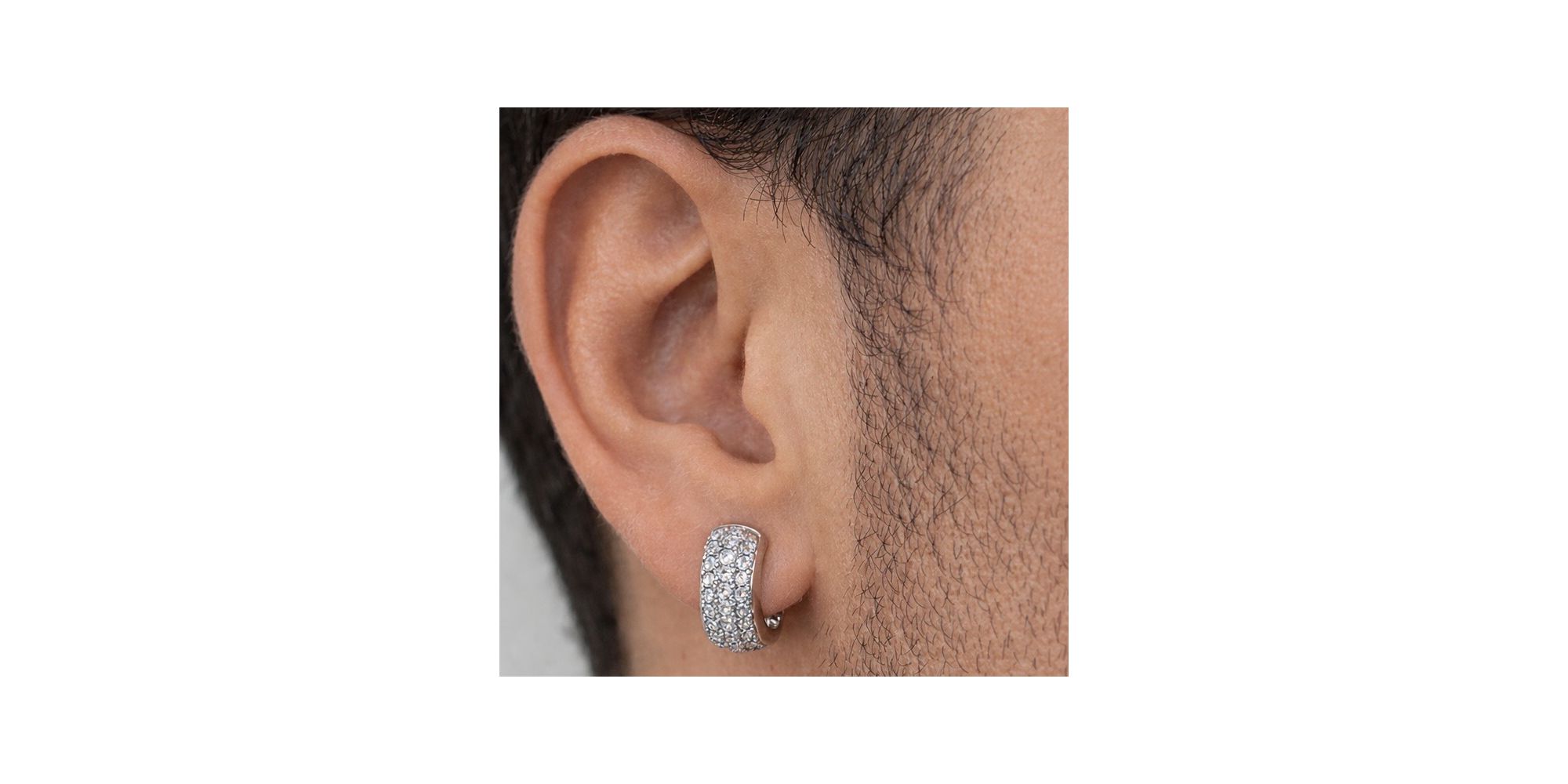 Brinco Argola Cravejada N13 Zircônia Aço Inoxidável