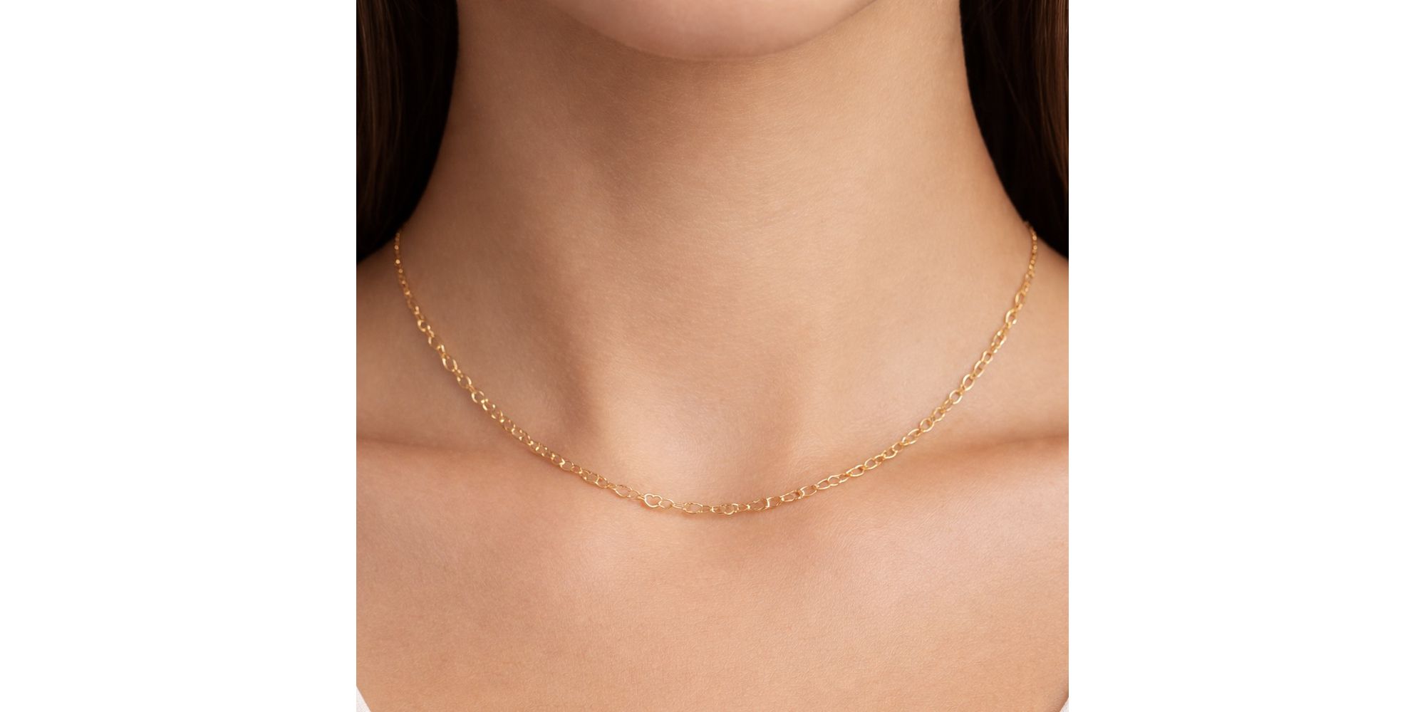 Colar Elo Coração Vazado Banhado A Ouro 18k