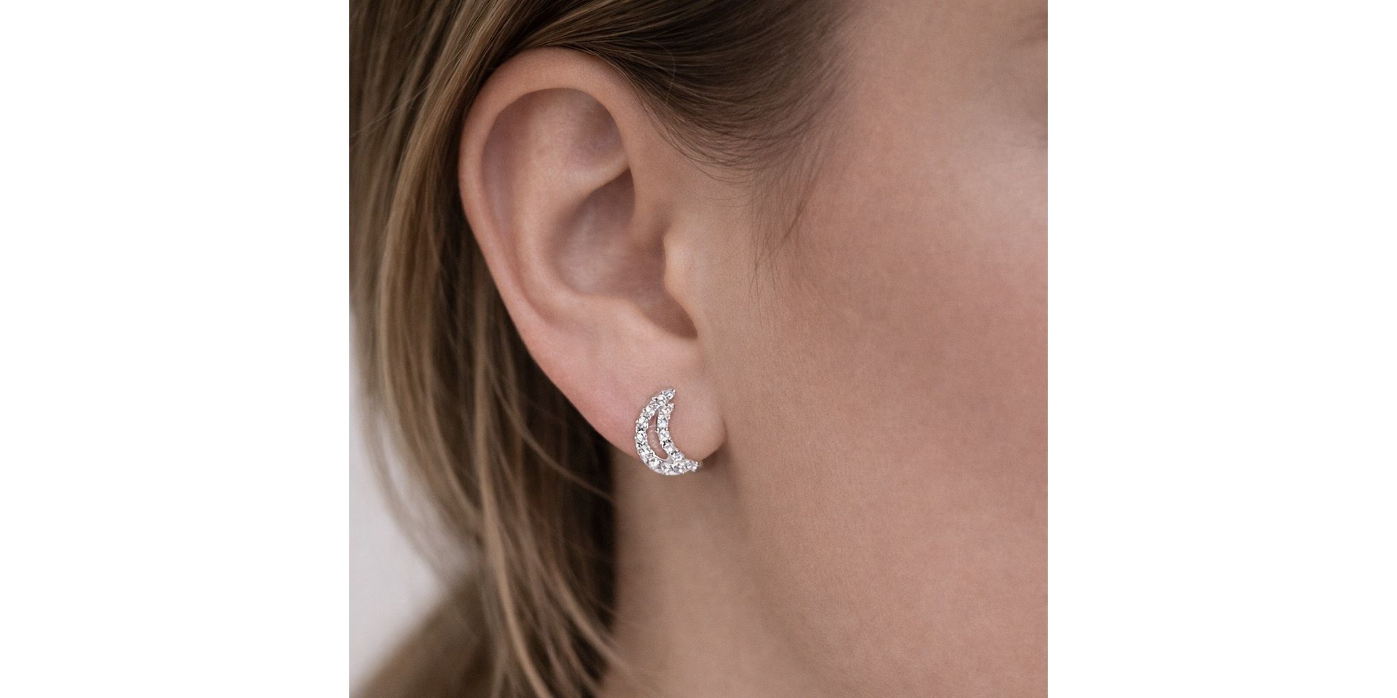 Conjunto Meia Lua Veneziana Stras 46/0.8 Banhado a Prata 925