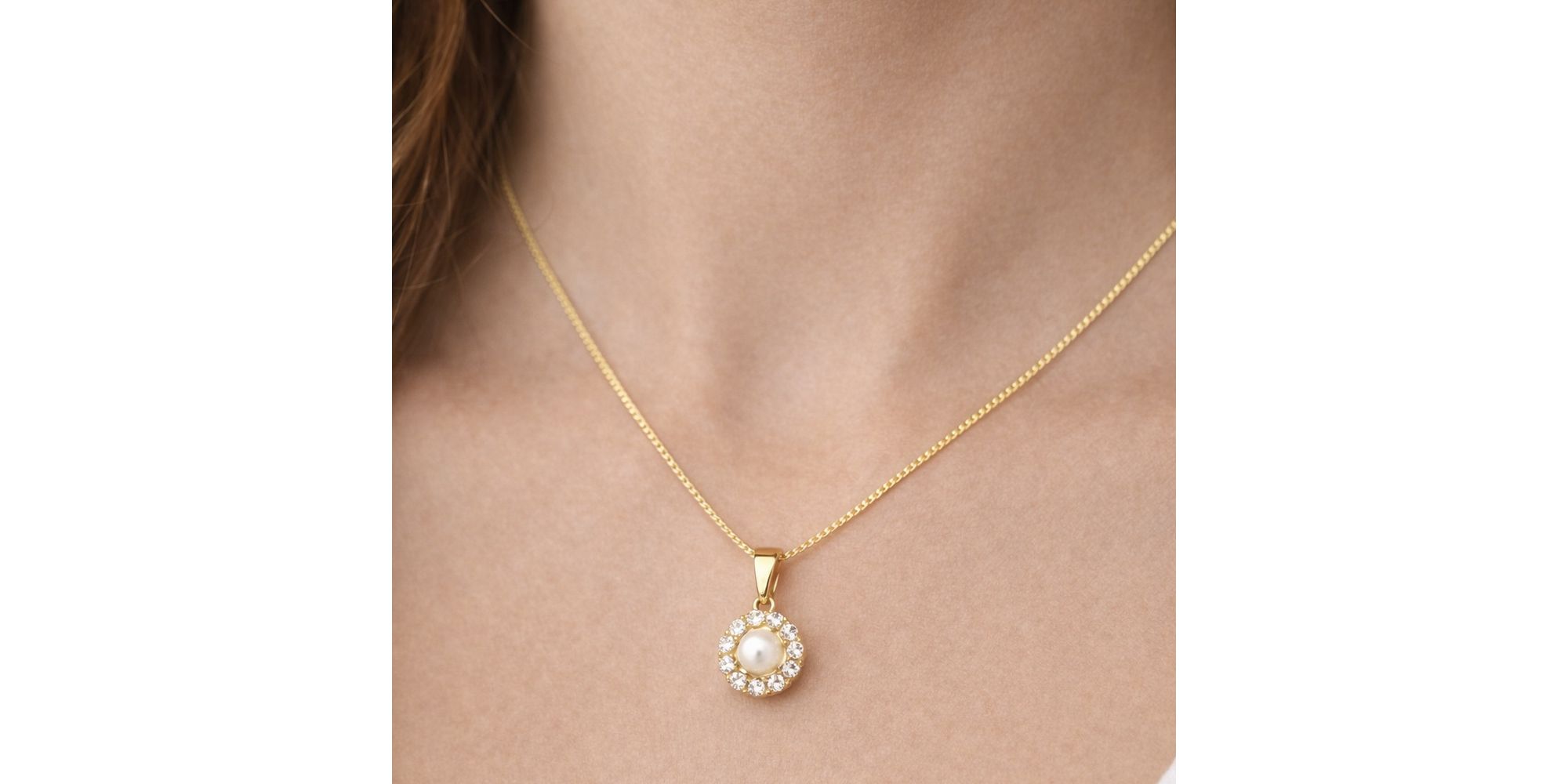 Conjunto Pérola Vovó Strass Banhado A Ouro 18K