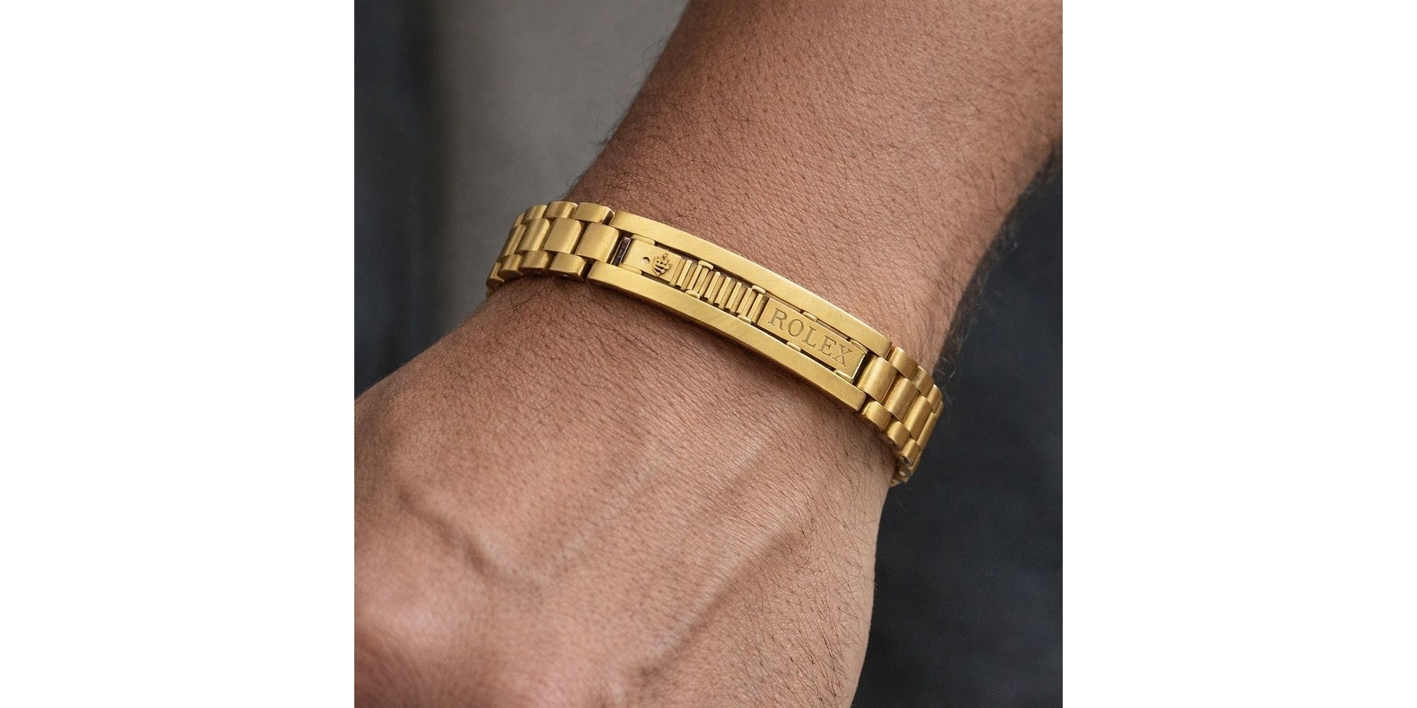 Pulseira Rolex Escrito 12 Milímetros Aço Dourado