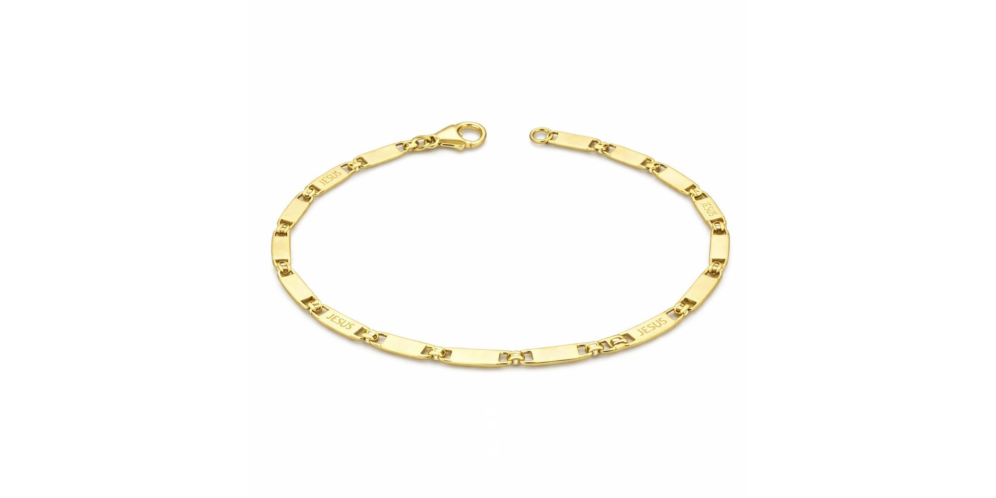 Pulseira Piastrine Jesus Fecho Lagosta Banhado a Ouro 18K