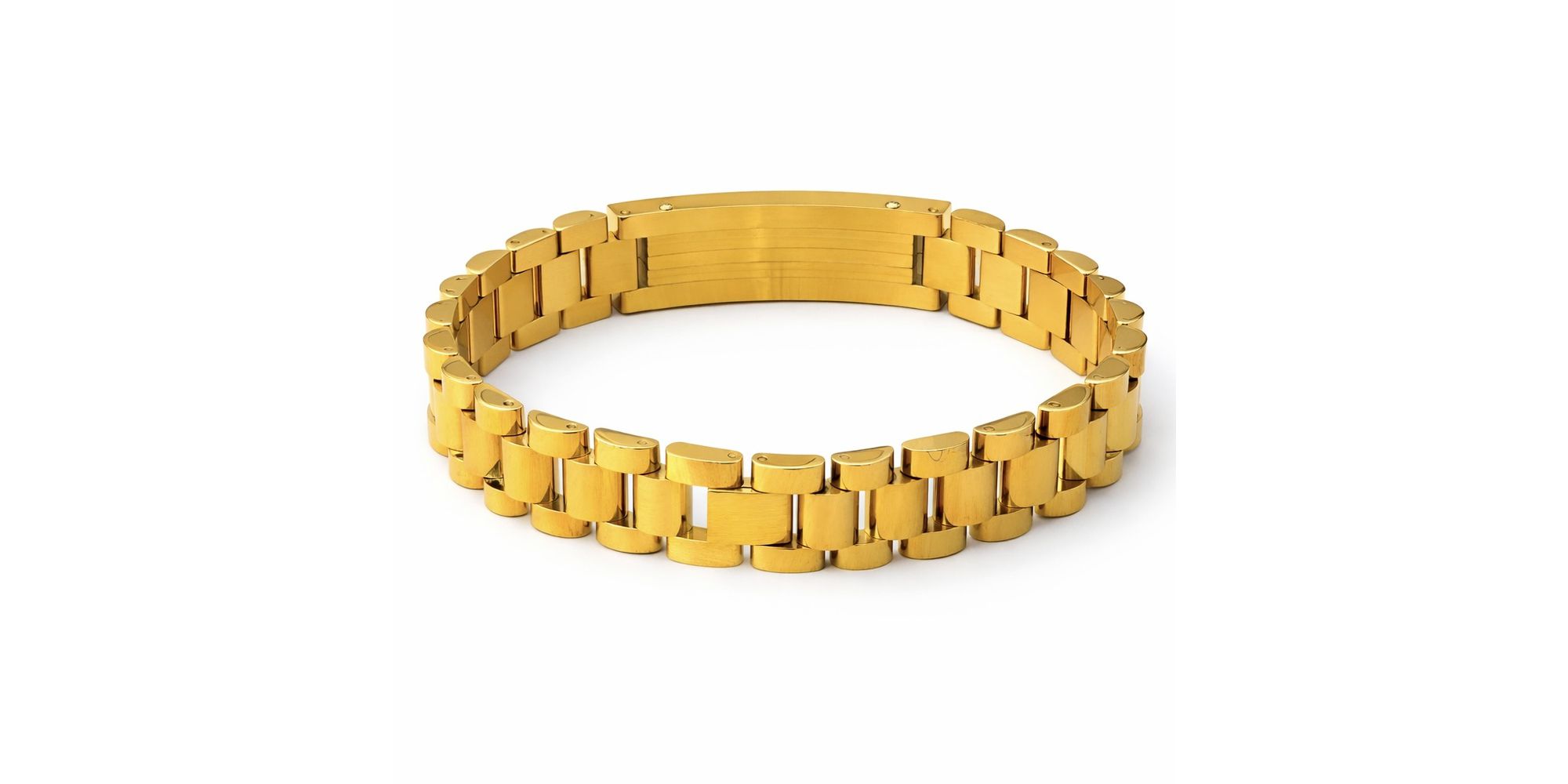 Pulseira RLX Listras 15 Milímetros Aço Dourado